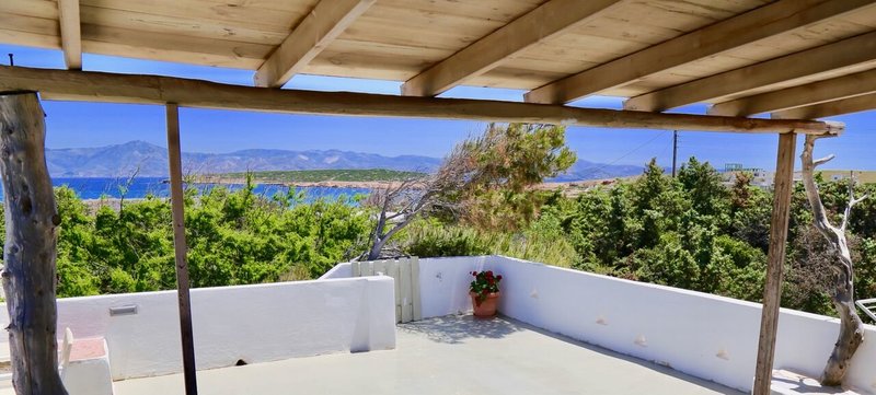 Deck overlooking sea and Paros, Greece