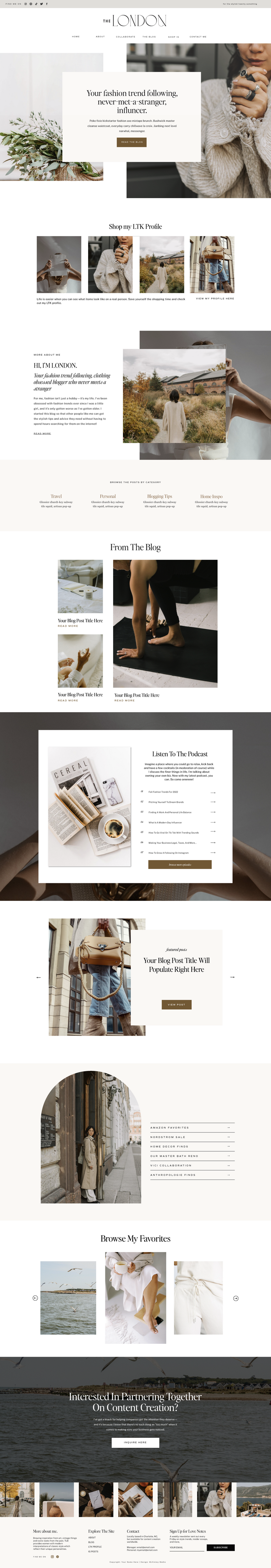 showit website template for influencers