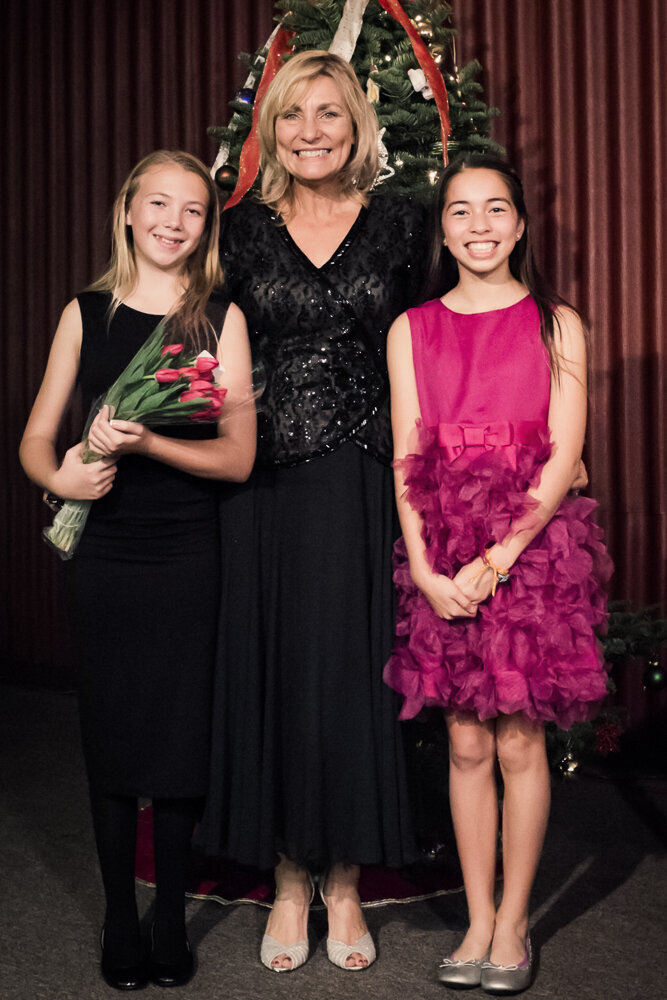 Laura Duncan and Student at Piano Christmas Recital for Allegro Piano School