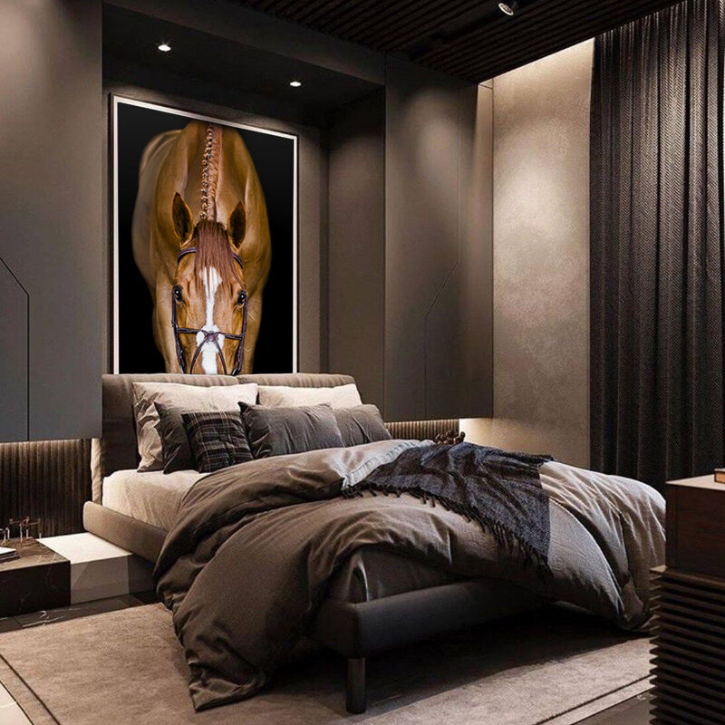 Equine Portrait Artwork in Bedroom