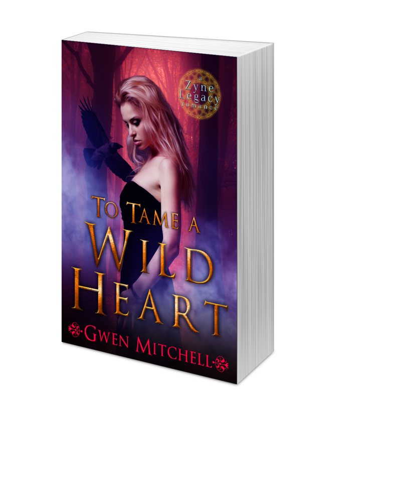 To Tame a Wild Heart Book Cover Girl Standing in misty forest with raven flying behind her