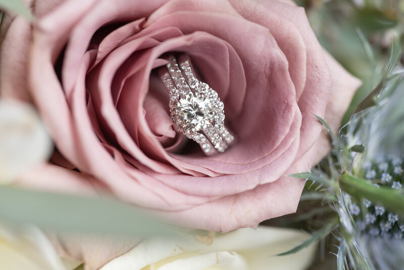 Wedding Ring Sitting on Flowers