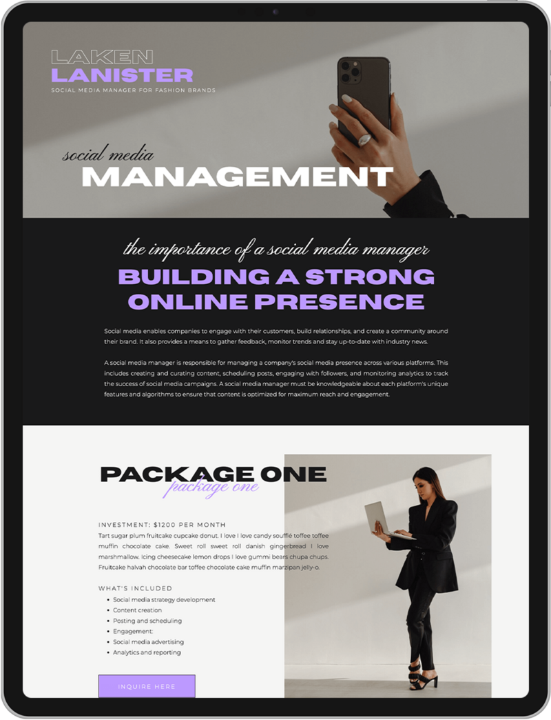 Services Showit add on template