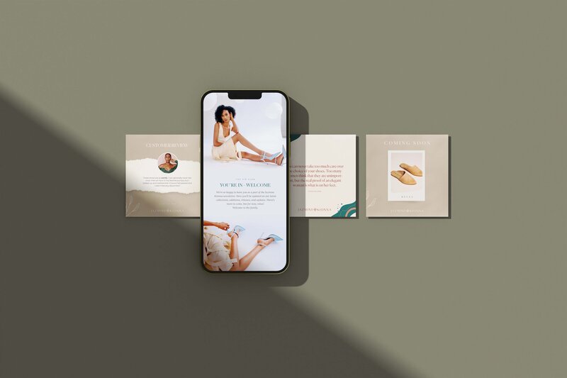 mockup of branded social media templates for an ecommerce brand