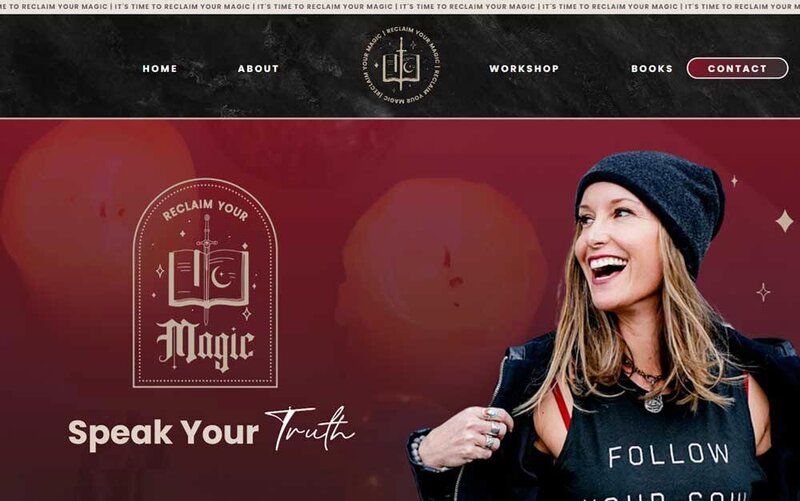 Explore Renee's Reclaim Your Magic website homepage on a laptop screen. Meticulously designed by a Showit Web Design professional, this layout ensures a seamless browsing experience for visitors seeking transformation.