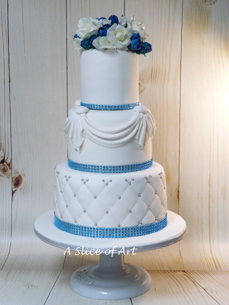 quilted bling wedding cake