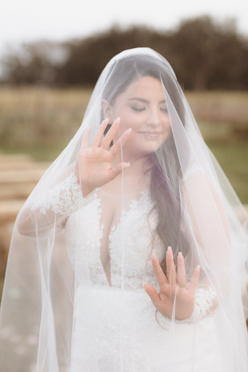 This image is a portrait of the bride under her veil.