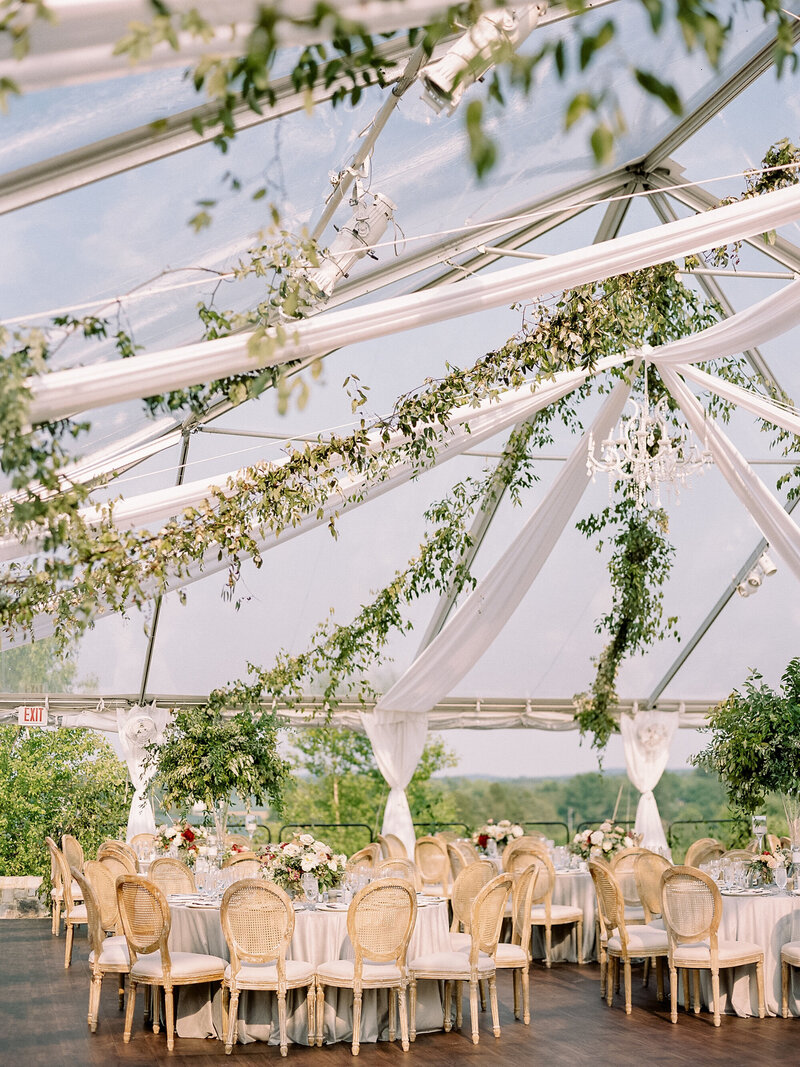 Clear Top Tented Reception with Greenery