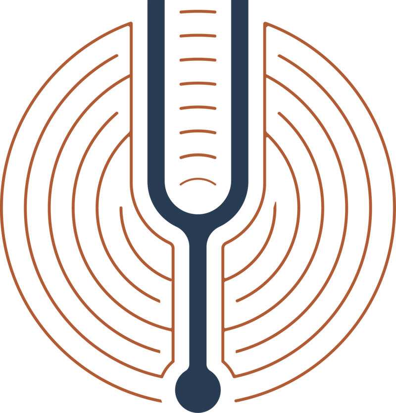 the Sound Mind Colorado tuning fork logo, symbolizing calm, structured trauma recovery