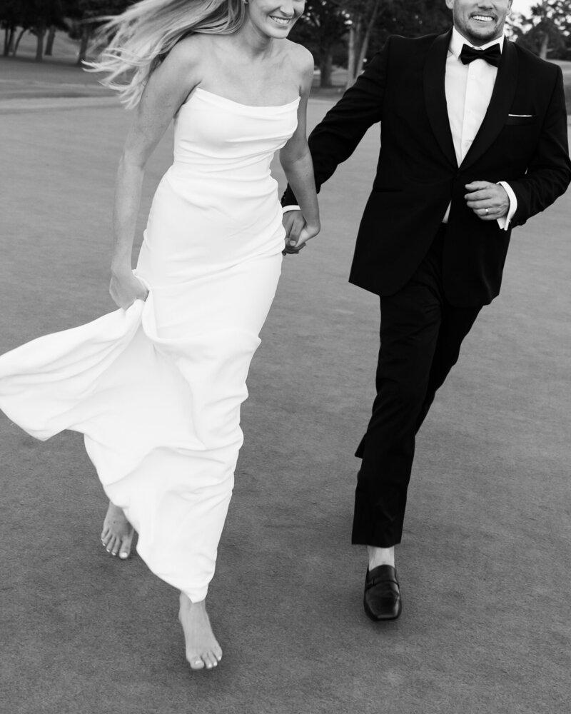 Bride and groom sharing a stroll after official becoming one.