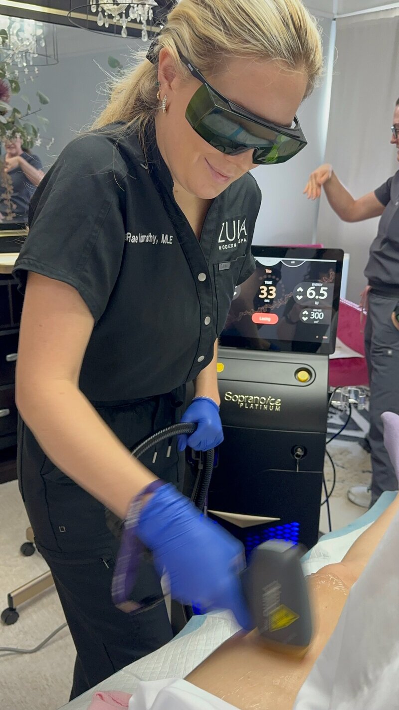 Zula Modern Medspa practitioner giving a patient leg hair removal treatment