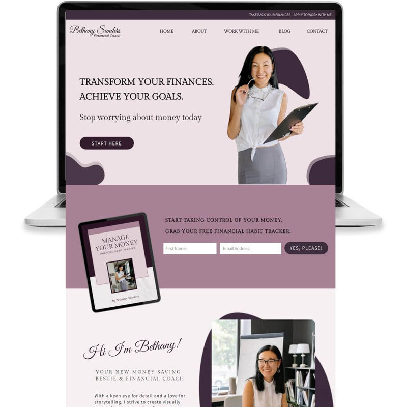 Preview of home page of showit template Lily Anne