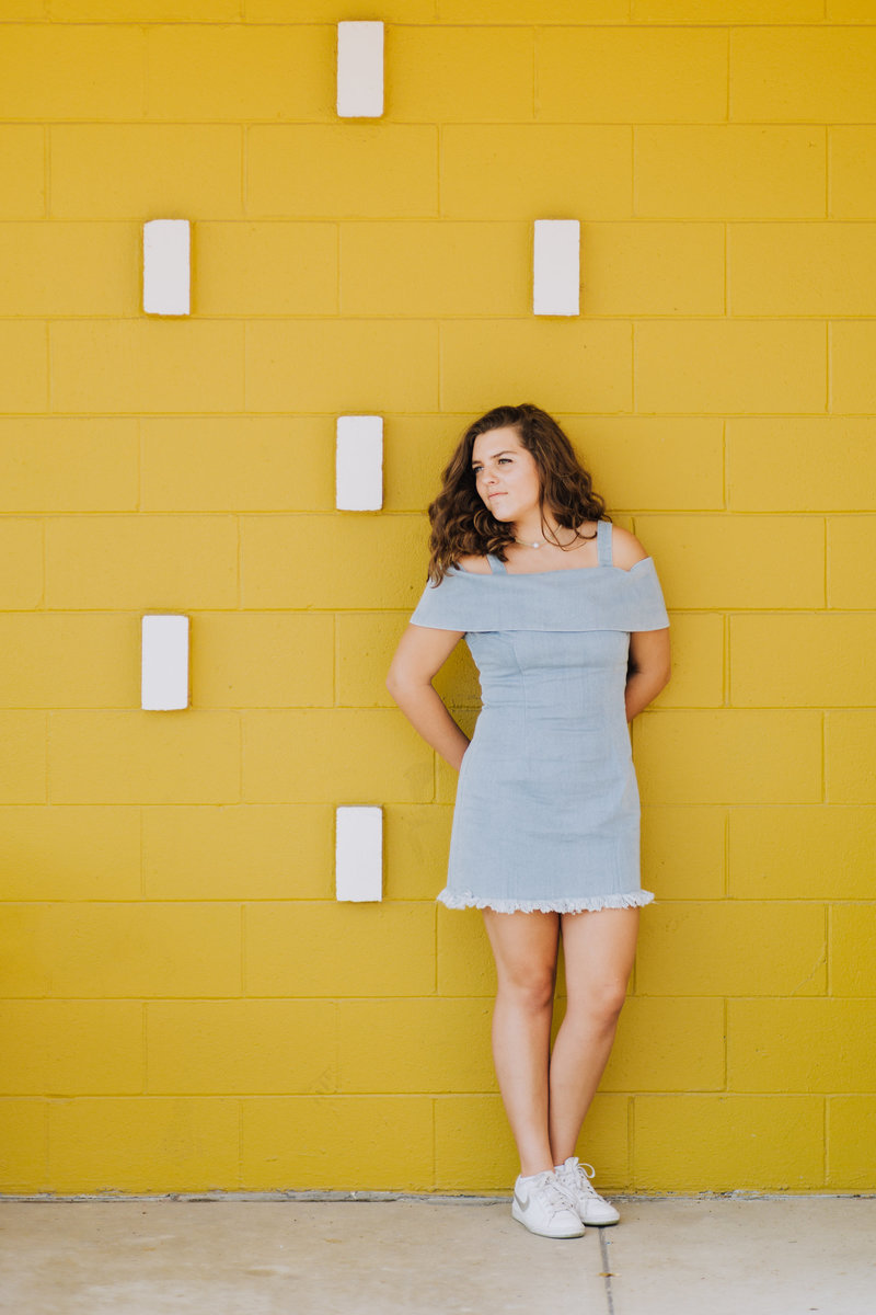 yellow wall senior model denim dress