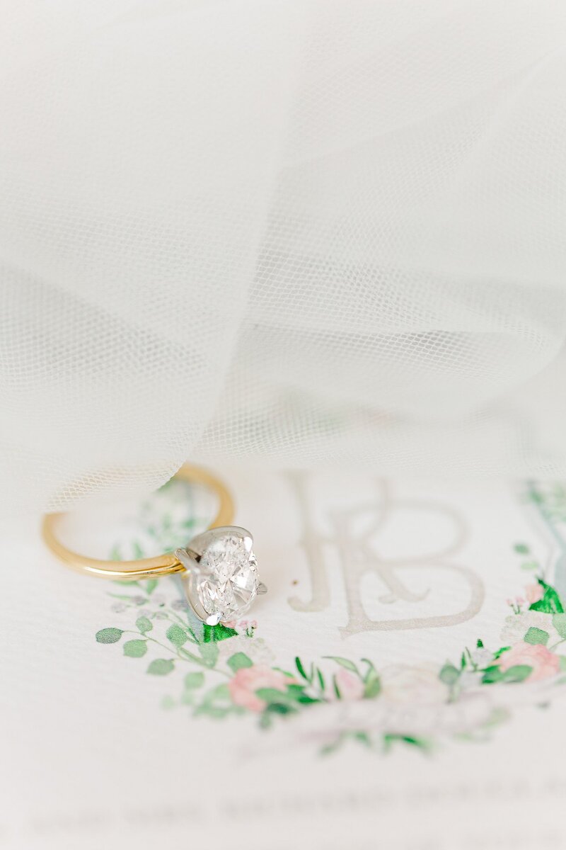 oval diamond on gold band by Knoxville Wedding Photographer, Amanda May Photos