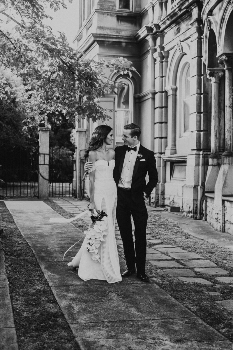Modern couple black and white wedding photography