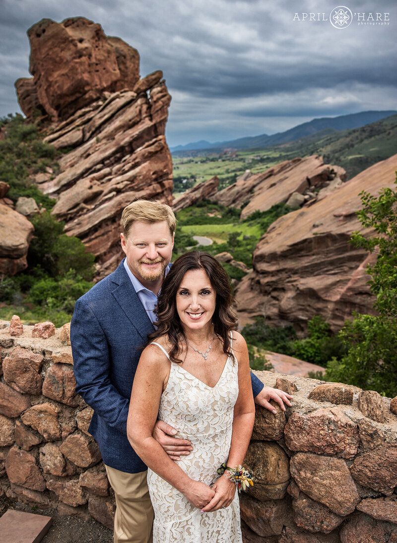 Wedding Portrait on a Stormy Summer Evening at Red Rocks