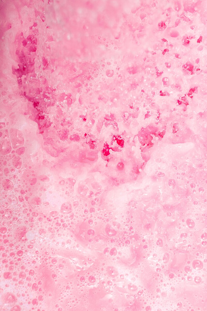 Pink soap bubbles.