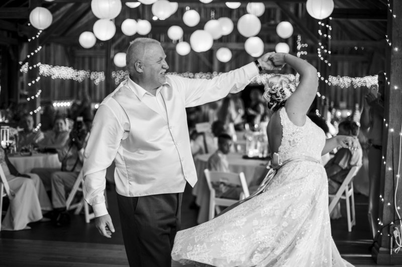 Bride dances with father at her Betsy's Barn wedding
