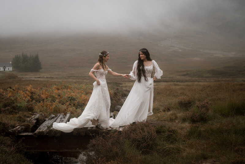 Couple hold hands during their Glencoe Elopement