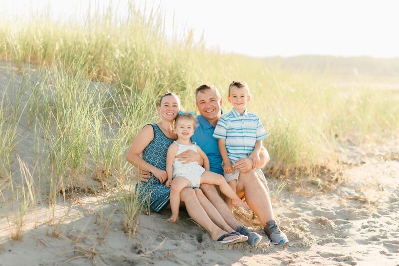 Family of Four on Maine Beach