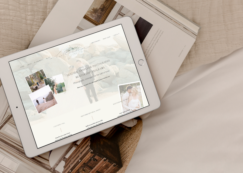 An iPad with a website on the screen that features website copywriting for photographers