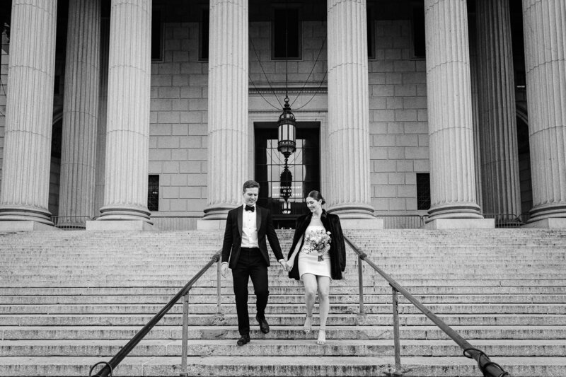 Newlyweds leaving the NY County Supreme Court Building in Lower Manhattan