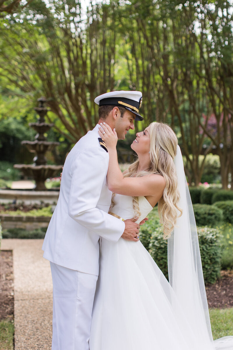 Naval Academy Wedding photo in Superintendents Garden Annapolis Maryland by Christa Rae Photography