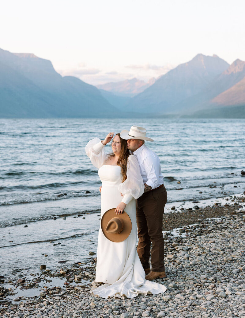 Experience the intimacy of lakeside weddings at Whitefish Lake Lodge. Haley J Photo specializes in capturing those tender moments.