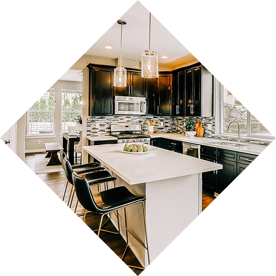 A modern kitchen in a home for sale in Lynnwood, WA