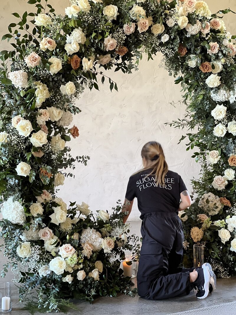 Round arch florals at Stones of the Yarra Vally