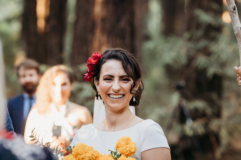 Wedding bride holding flowers