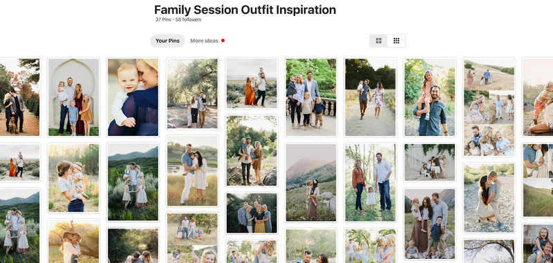 Screenshot of family session outfit inspiration