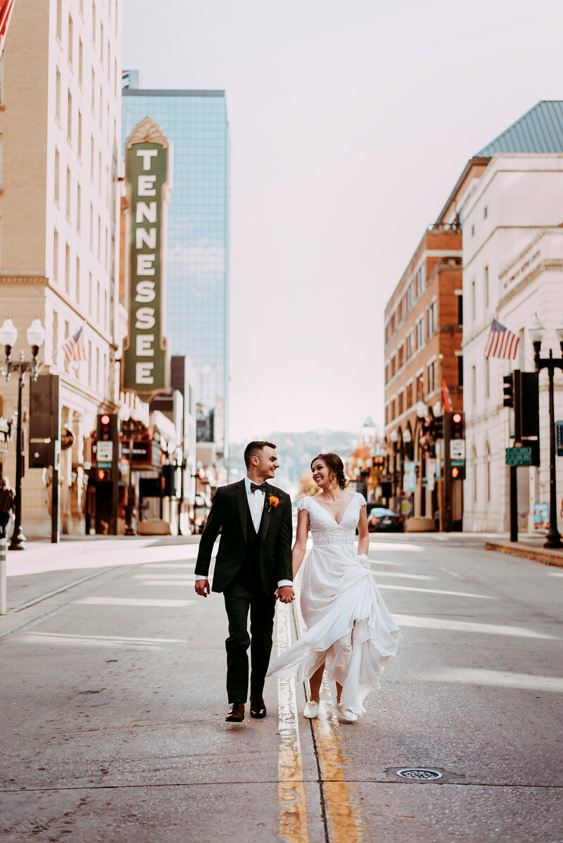 Knoxville wedding in downtown on Gay Street.