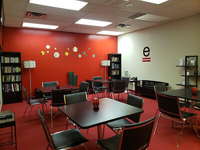 The library at execuserv plus inc has ample seating for meeting mentors, working on projects or to have a meeting.