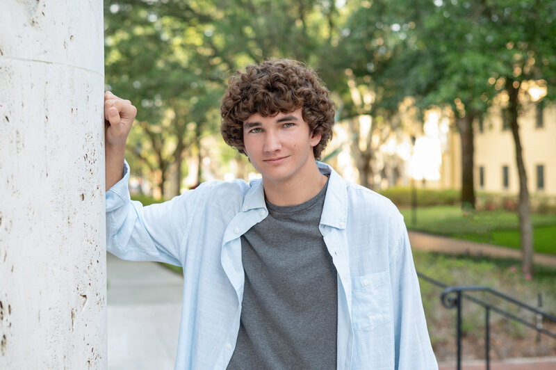 Senior boy photo session  at Rollins College in Winter Park by Khim Higgins Photography.