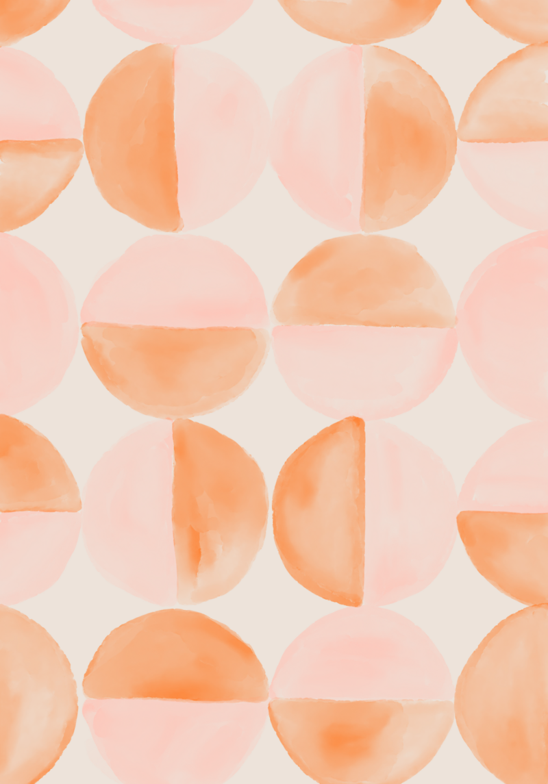 Playful orange and pink semicircles
