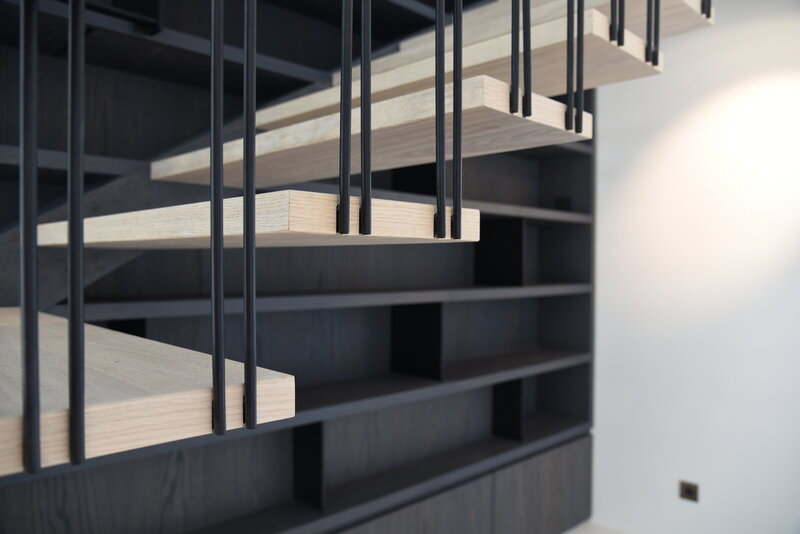luxurious transformation of a villa - residential project  - wood staircase details -  interior architecture  by alexandra coppieters from AC Interiors