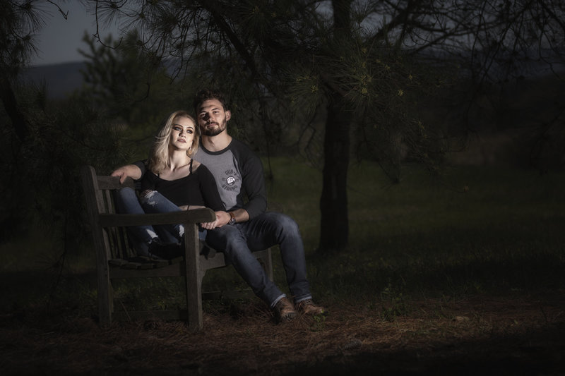 On Location portrait session for a couple, with a strobe flash