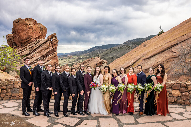 Wedding Party Portrait at the Red Rocks Trading Post Backyard