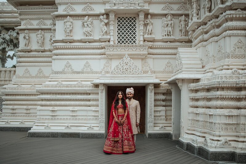 Hindu Indian bride and groom at temple