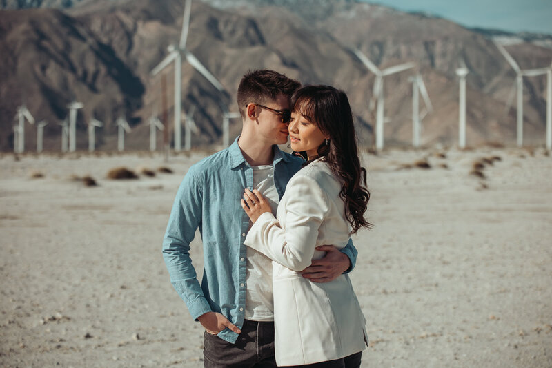 Engagement shoot in Palm Springs with windmills by Columbus, Ohio wedding photographer and destination wedding photographer Asteria Photography