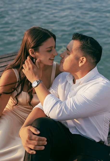 man and woman kissing
