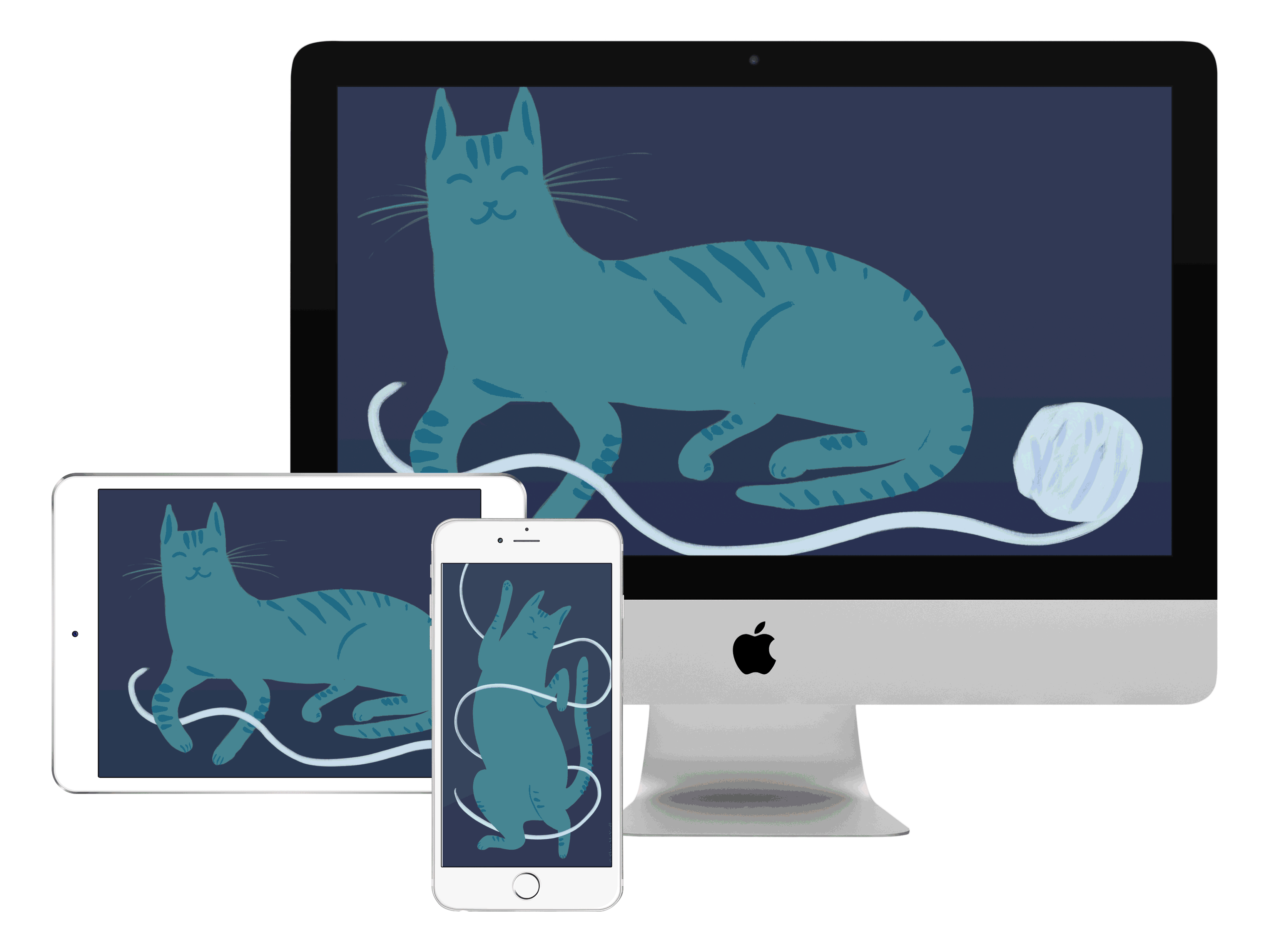 Free artwork! Digital artwork featuring cats and flowers, available for download here.