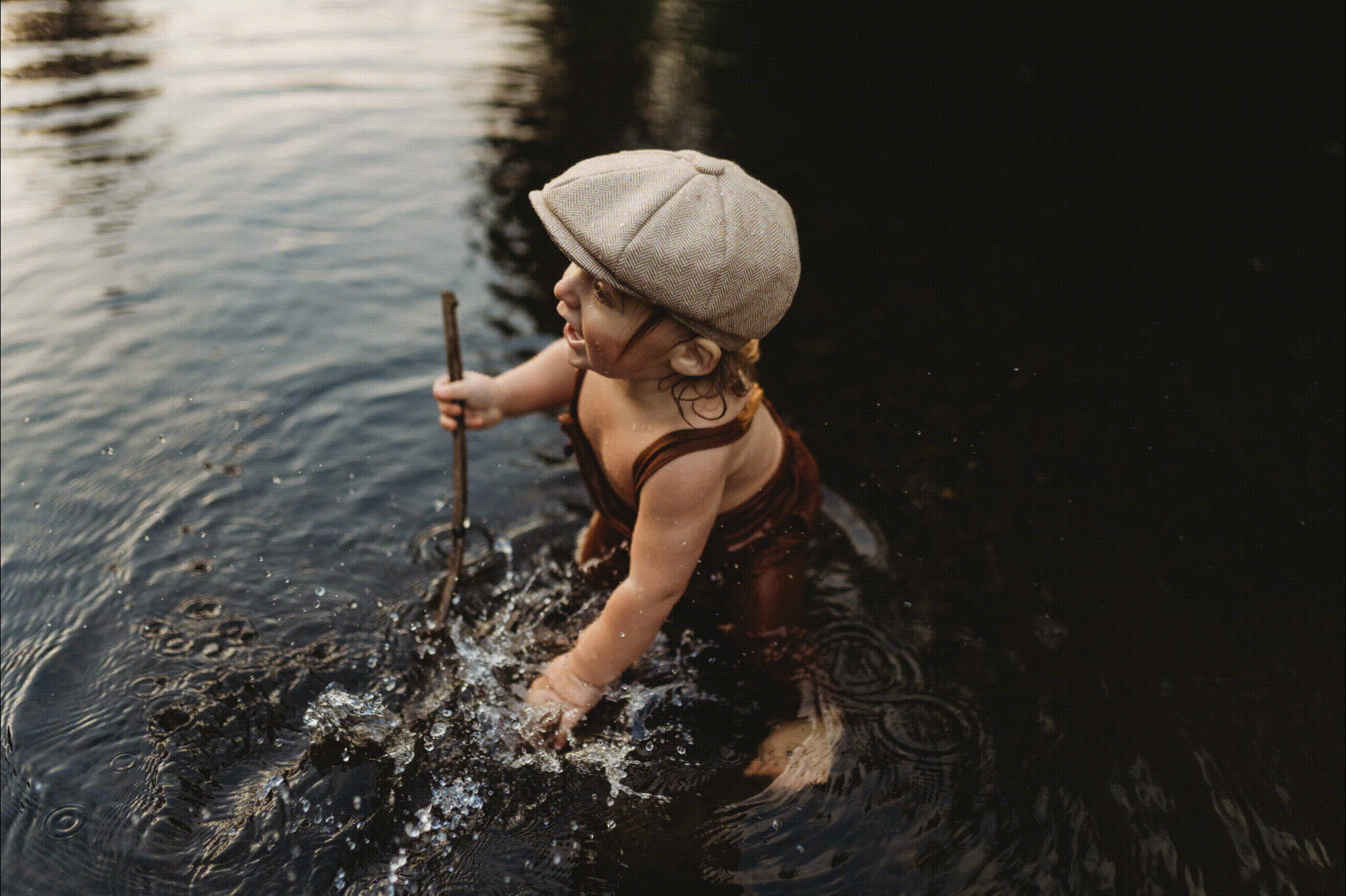 Child playing in the water in Olympia WA