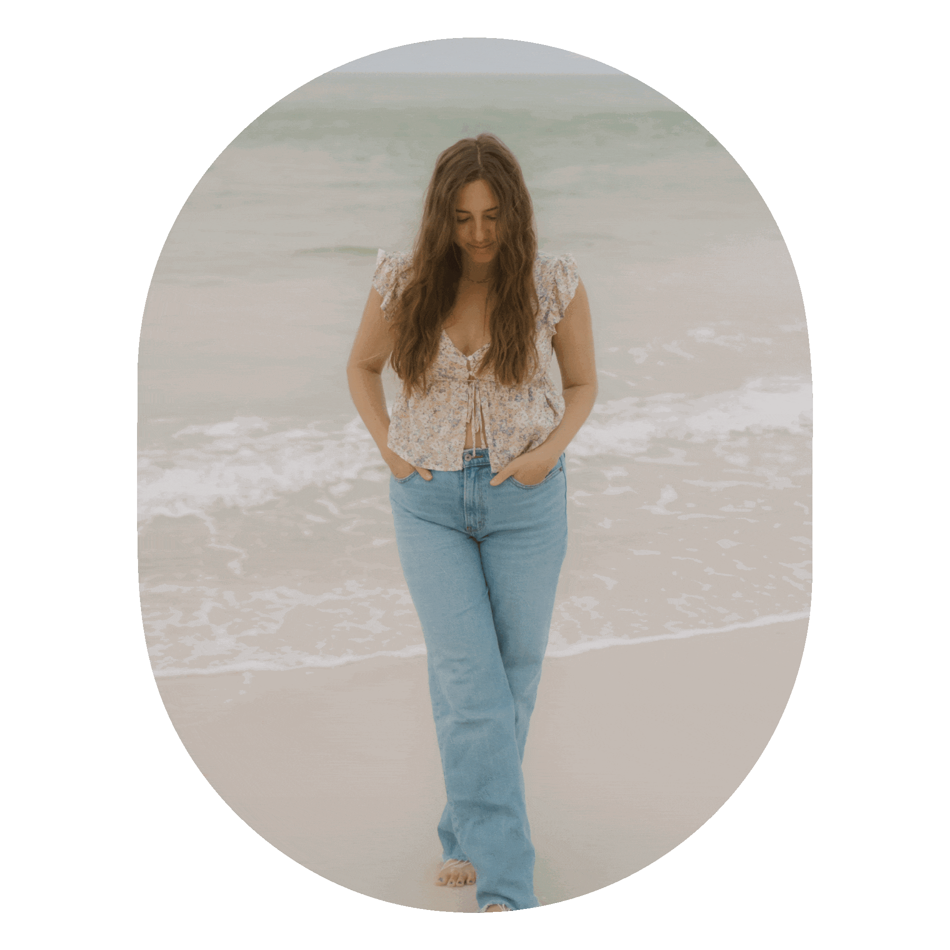Rotating images of Cait on beach in Florida
