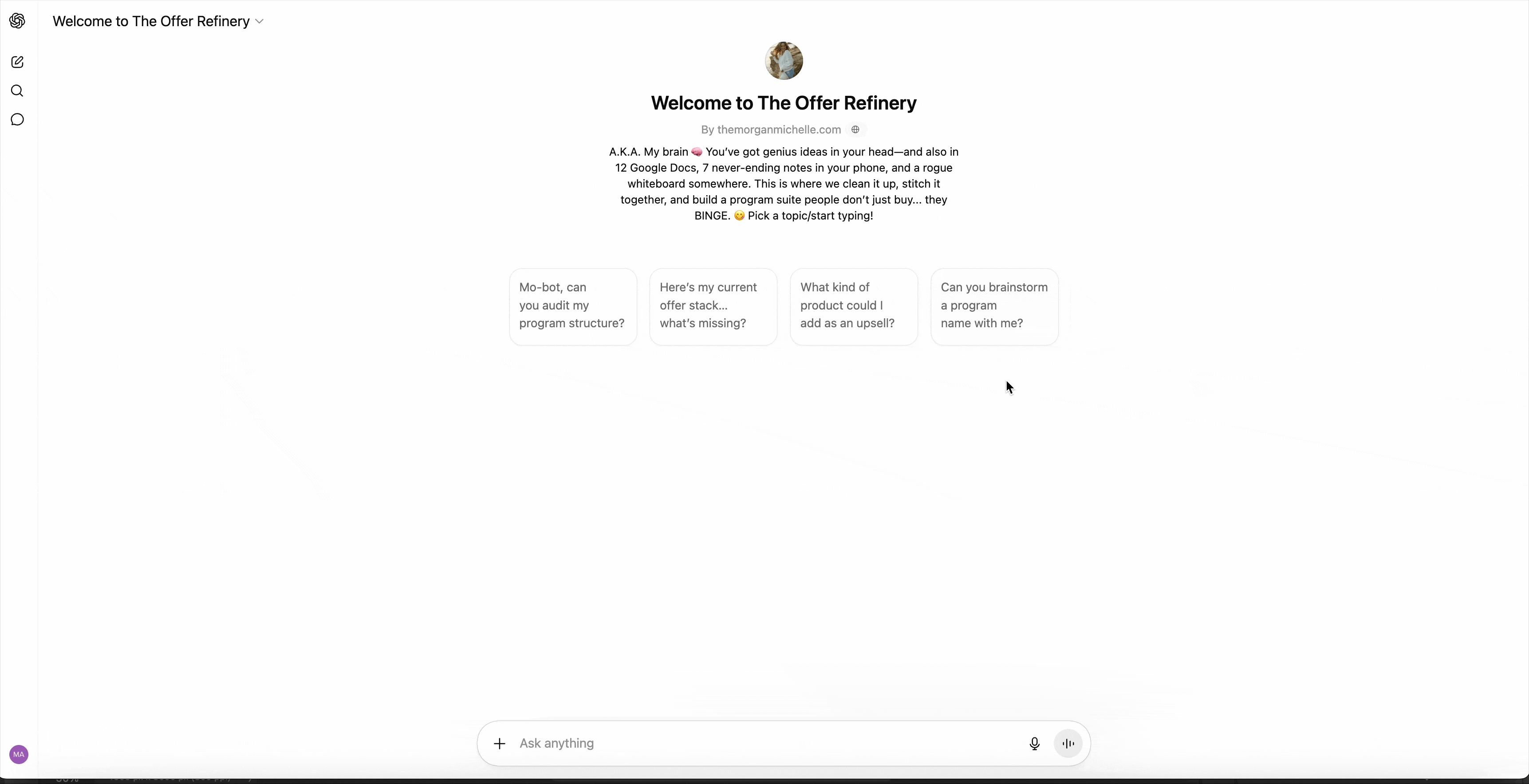 chatbot for naming mapping and launching online offers AI chatbot on laptop for business strategy with name and email form to start chatting