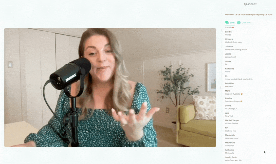 GIF of Mollie Mason talking in a microphone on the screen during her gut health masterclass