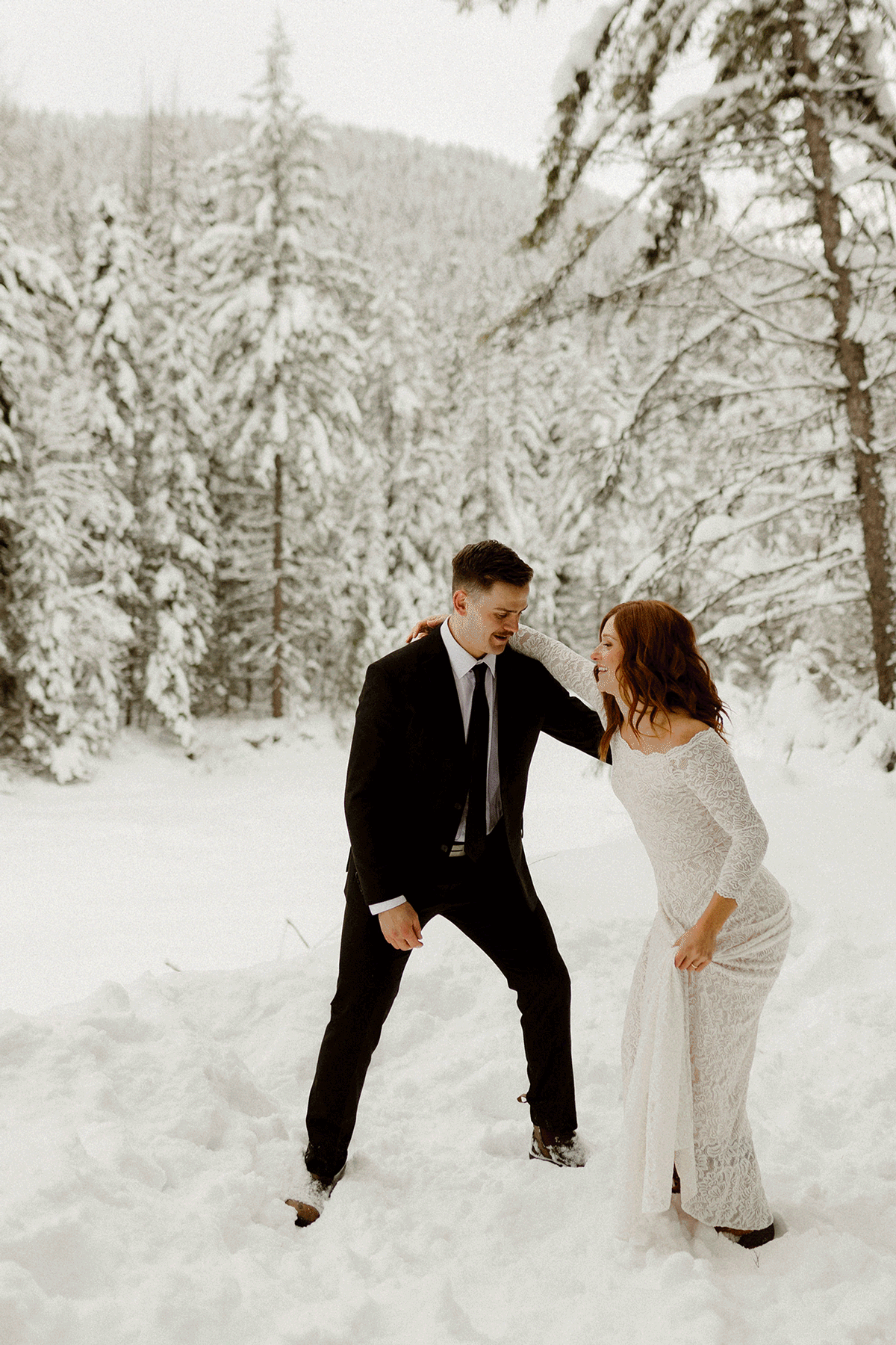 snowy kelowna elopement