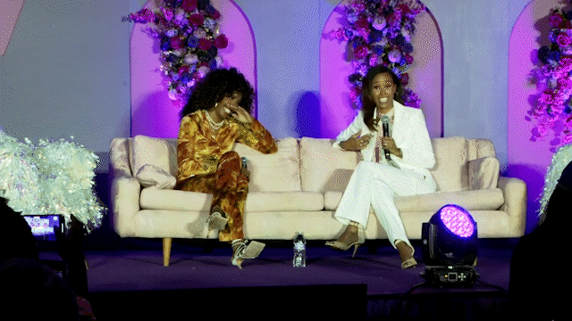Kelly Rowland and Adrianna Hopkins at The Momference in Washington, DC.