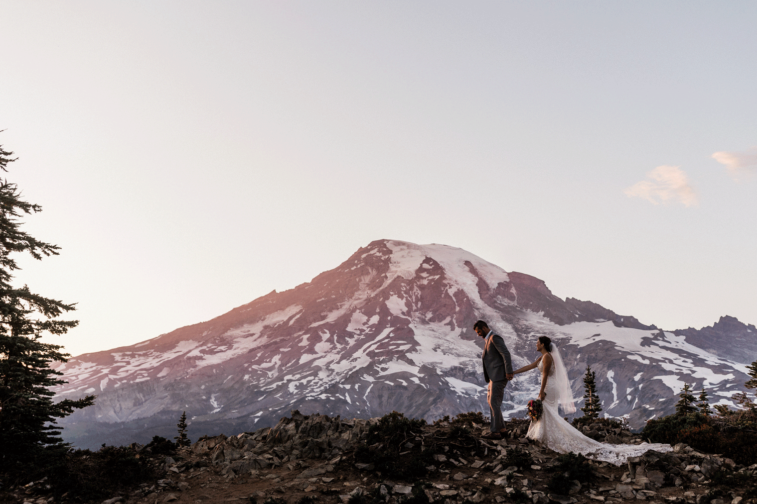 Sunset at Mount Rainier During an Intimate Elopement | Megan Montalvo